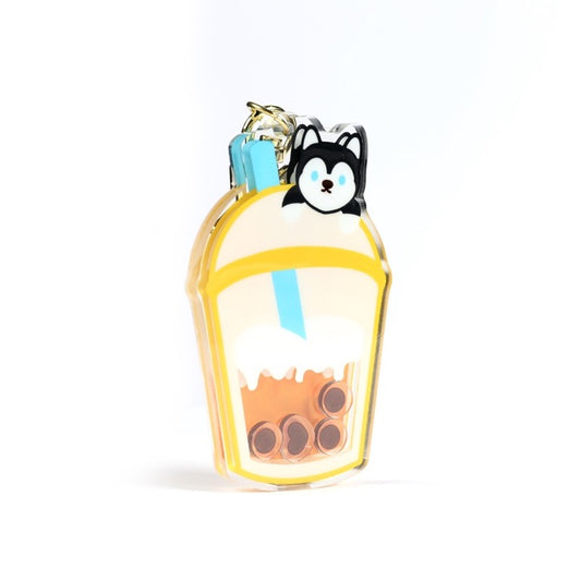 Husky Thai Tea Boba Shaker Keychain