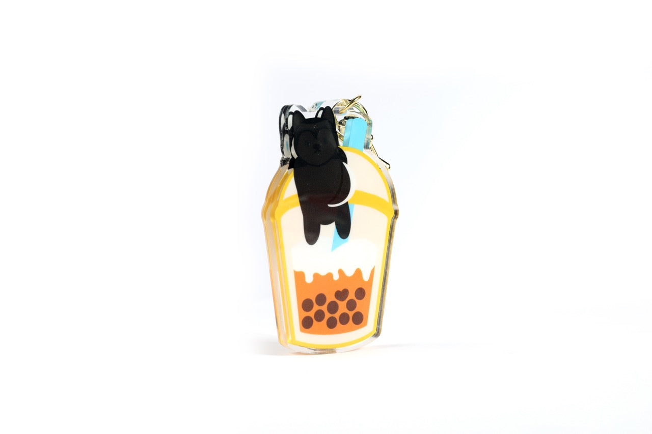 Husky Thai Tea Boba Shaker Keychain