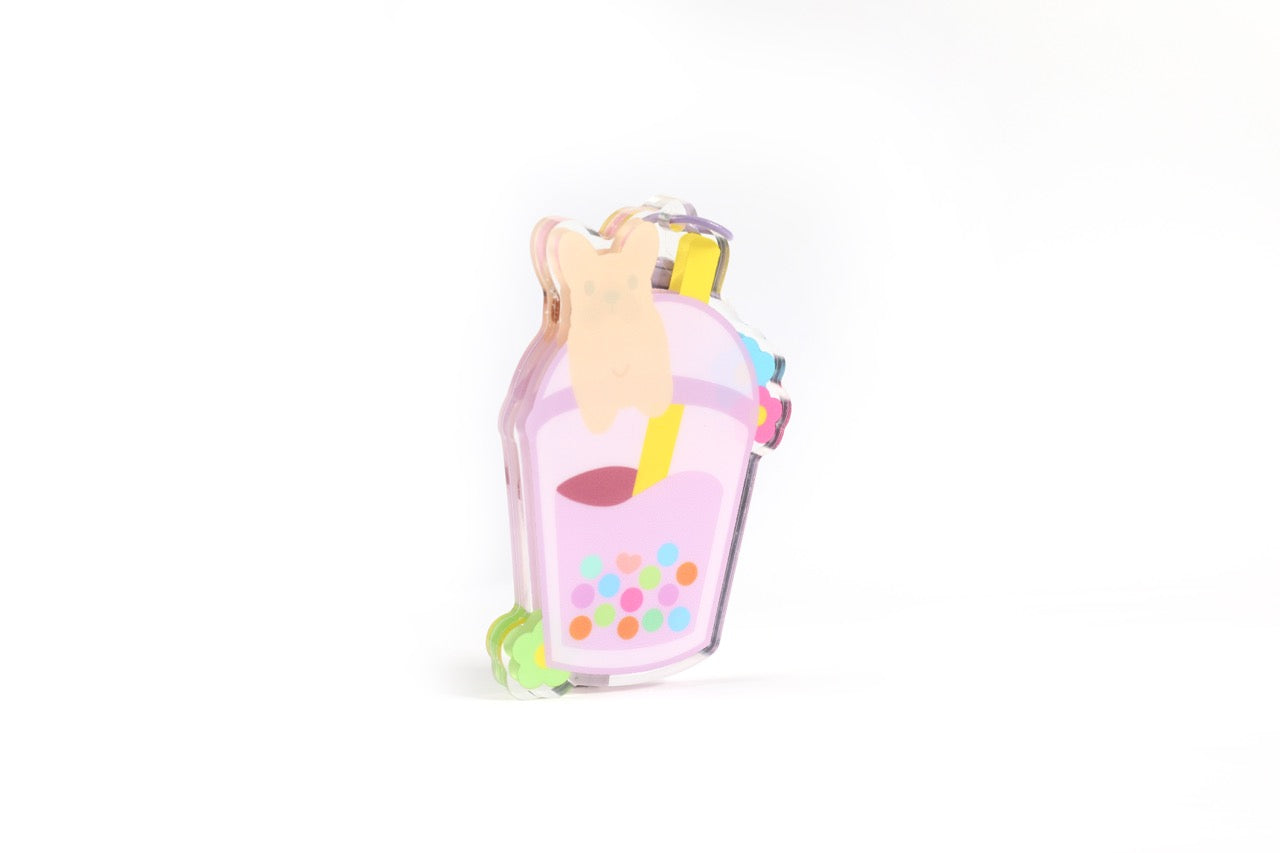 French Rainbow Boba Shaker Keychain