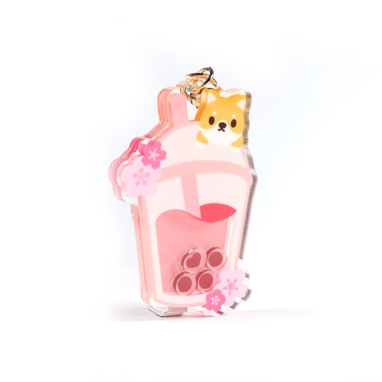 Sakura Boba Shiba Shaker Keychain