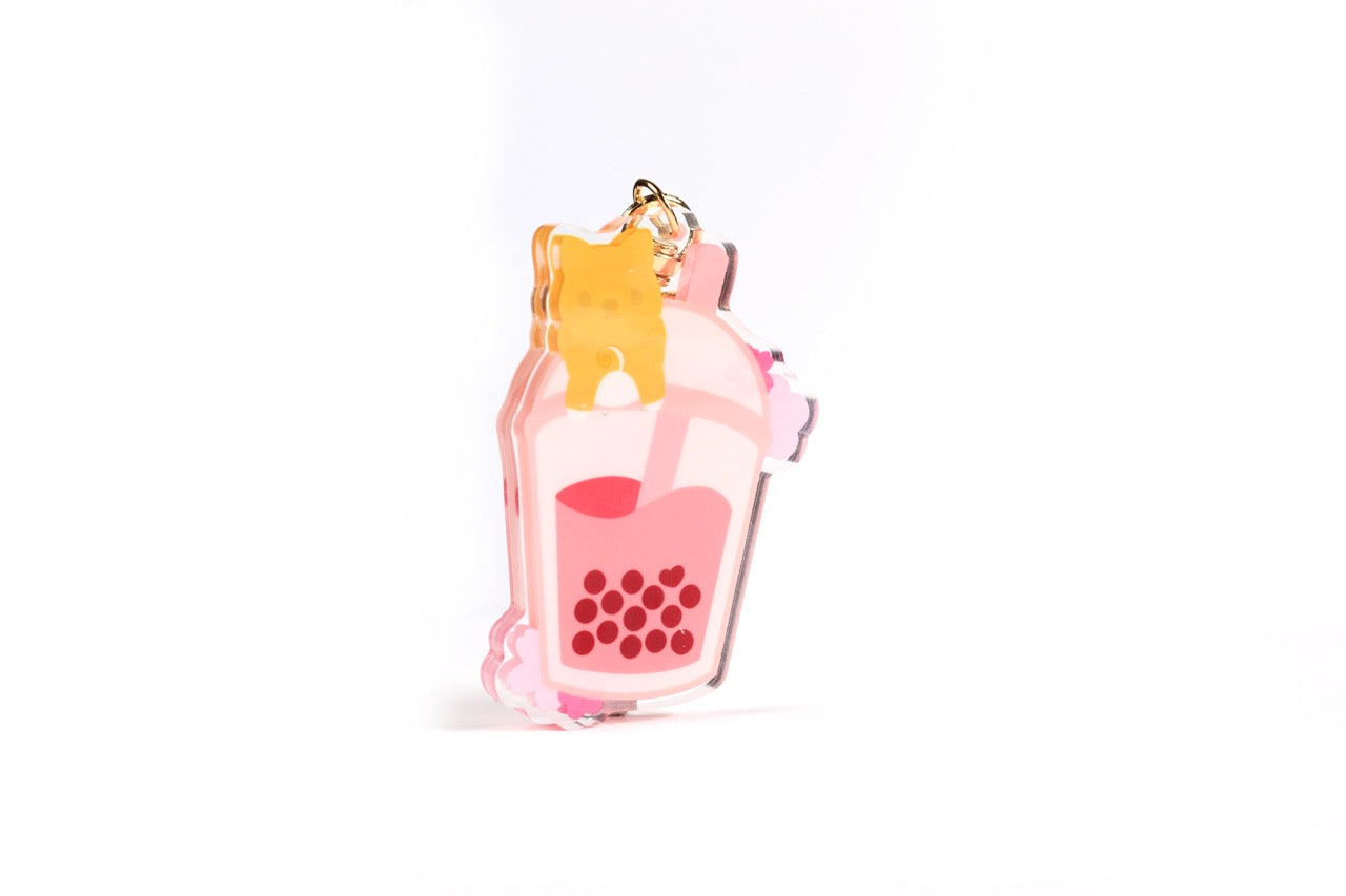 Sakura Boba Shiba Shaker Keychain