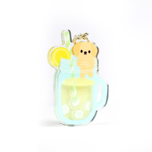 Lemonade Golden Retriever Shaker Keychain