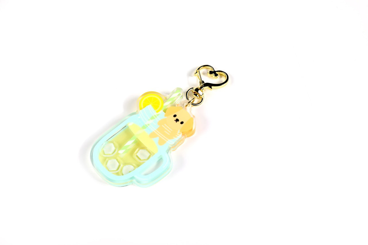 Lemonade Golden Retriever Shaker Keychain