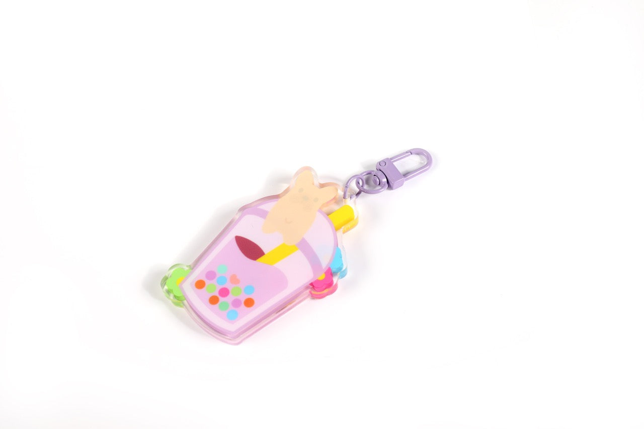 French Rainbow Boba Shaker Keychain