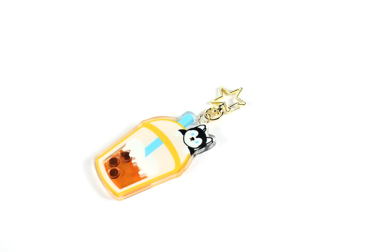 Husky Thai Tea Boba Shaker Keychain